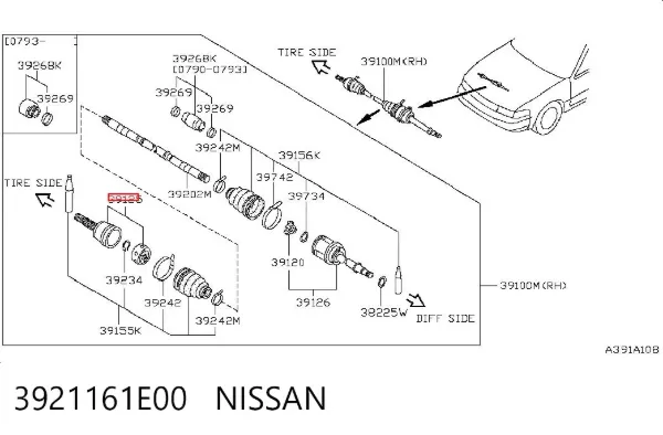 ШРУС зовнішній передній 3921161E00 Nissan/Infiniti