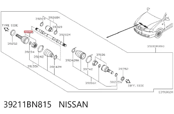ШРУС зовнішній передній 39211BN815 Nissan/Infiniti