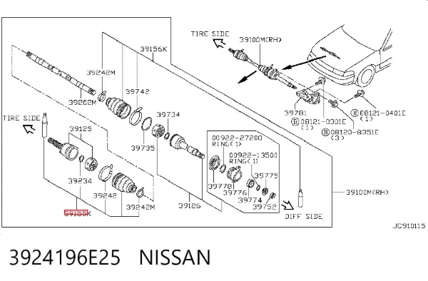 Пильник ШРУСа зовнішній 3924196E25 Nissan/Infiniti