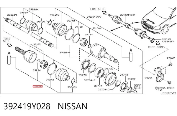 Пильник ШРУСа зовнішній Nissan Teana J32