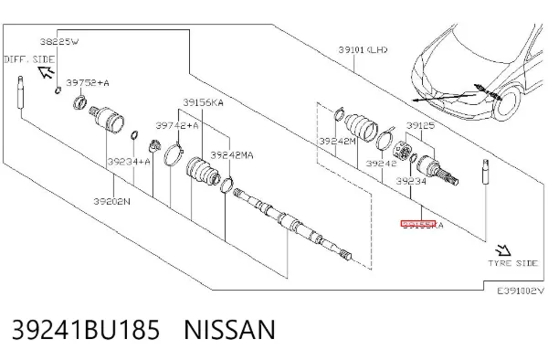Пильник ШРУСа зовнішній 39241BU185 Nissan/Infiniti