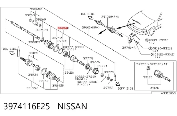 Пильник ШРУСа внутрішній 3974116E25 Nissan/Infiniti