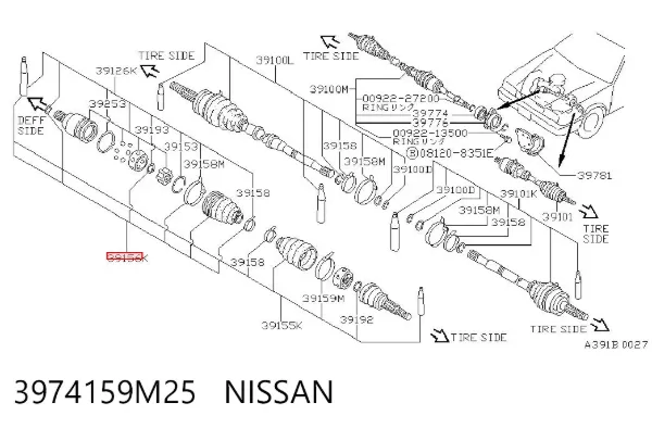 Пильник ШРУСа внутрішній 3974159M25 Nissan/Infiniti