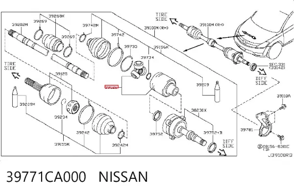 ШРУС внутрішній правий 39771CA000 Nissan/Infiniti
