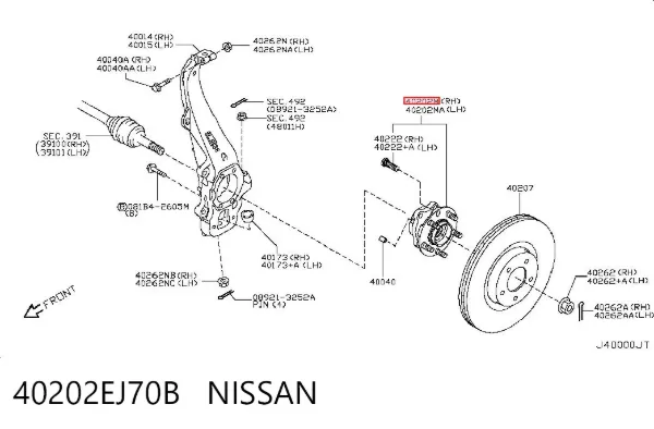 Передня маточина 40202EJ70B Nissan/Infiniti