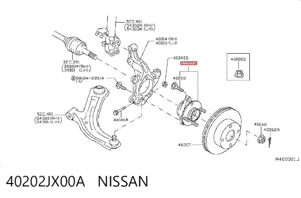 Передня маточина 40202JX00A Nissan/Infiniti