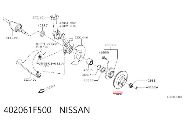 Гальмівні диски передні 402061F500 Nissan/Infiniti