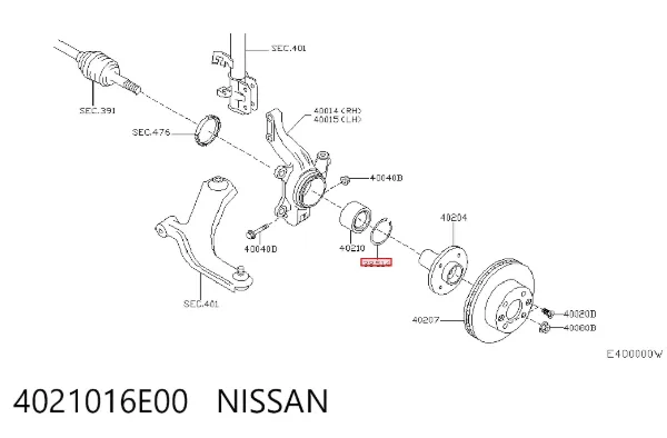 Підшипник ступиці 4021016E00 Nissan/Infiniti