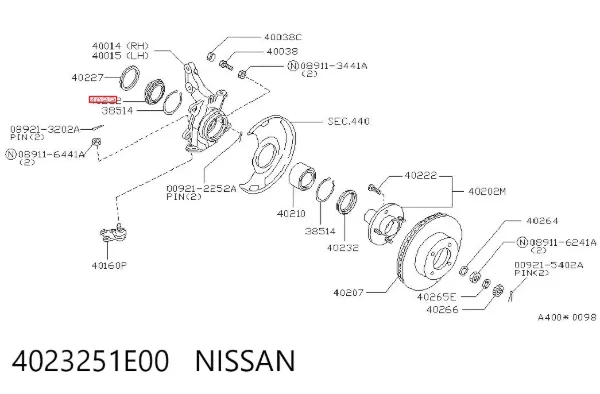 Сальник передньої маточини 4023251E00 Nissan/Infiniti
