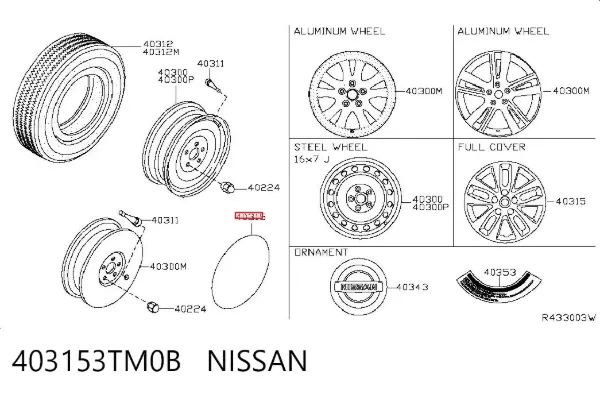 Ковпаки 403153TM0B Nissan/Infiniti