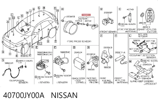 Датчик тиску в шинах 40700JY00A Nissan/Infiniti