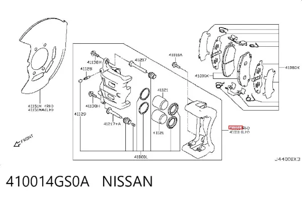 Супорт гальмівний передній правий 410014GS0A Nissan/Infiniti