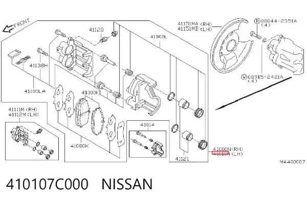 Супорт гальмівний передній лівий 410107C000 Nissan/Infiniti