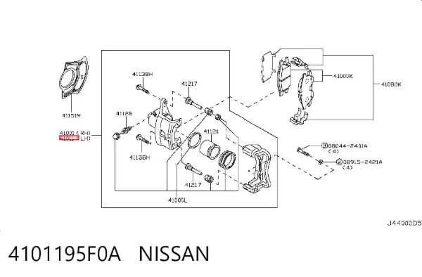 Супорт гальмівний передній лівий 4101195F0A Nissan/Infiniti