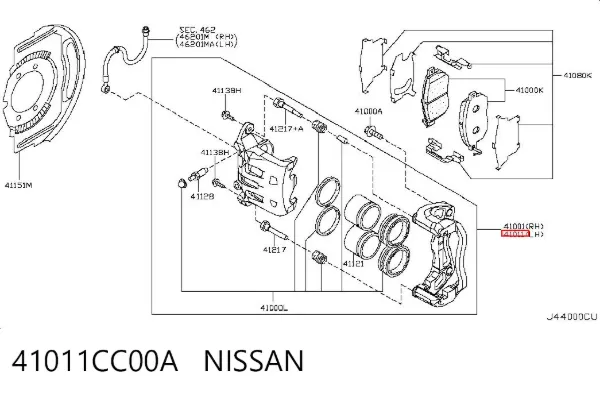 Супорт гальмівний передній лівий 41011CC00A Nissan/Infiniti