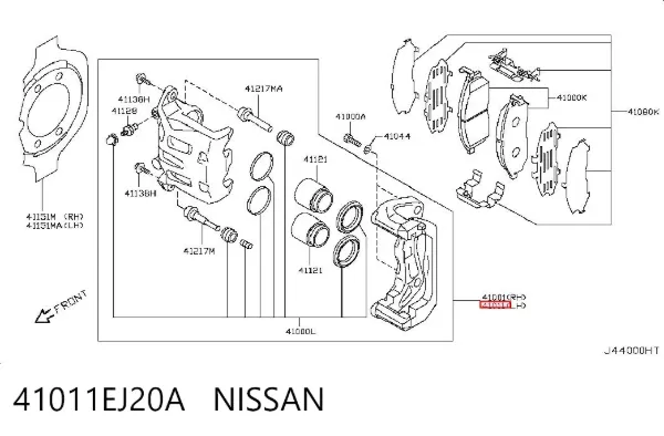 Супорт гальмівний передній лівий 41011EJ20A Nissan/Infiniti
