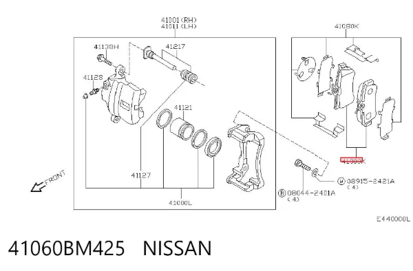 Передні тормозні колодки 41060BM425 Nissan/Infiniti