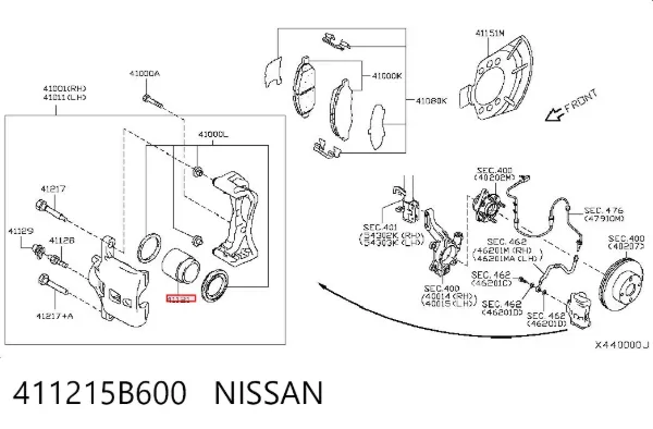 Поршень супорту гальмівного, переднього 411215B600 Nissan/Infiniti