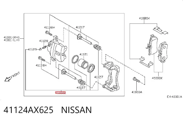 Ремкомплект переднього супорту 41124AX625 Nissan/Infiniti