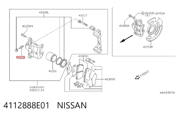 Штуцер прокачування супорту гальмівного, переднього 4112888E01 Nissan/Infiniti