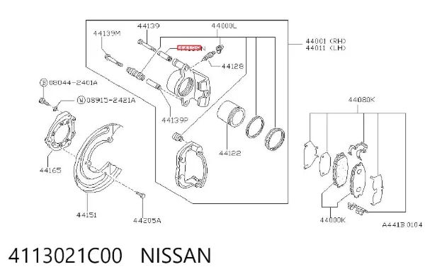 Направляюча супорту заднього, верхня 4113021C00 Nissan/Infiniti
