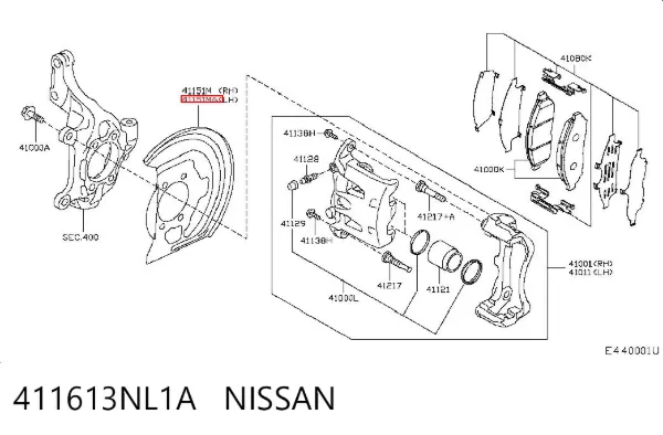 Захист гальмівного диска, переднього, лівого 411613NL1A Nissan/Infiniti