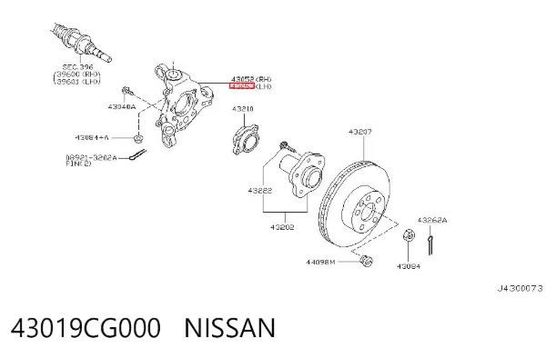 Цапфа - поворотний кулак задній, лівий 43019CG000 Nissan/Infiniti
