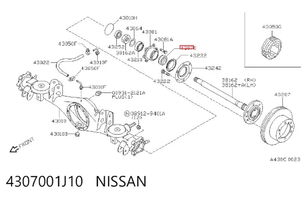 Підшипник задньої ступиці 4307001J10 Nissan/Infiniti