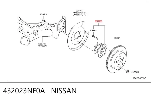 Задня маточина 432023NF0A Nissan/Infiniti