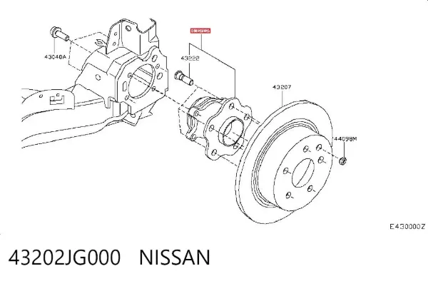 Задня маточина 43202JG000 Nissan/Infiniti