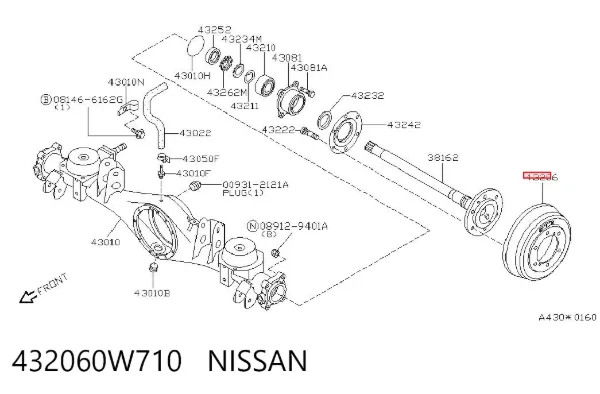 Барабан гальмівний задній 432060W710 Nissan/Infiniti