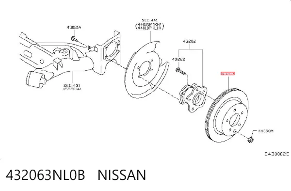 Гальмівні диски 432063NL0B Nissan/Infiniti