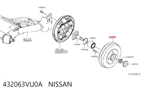 Барабан гальмівний задній 432063VU0A Nissan/Infiniti