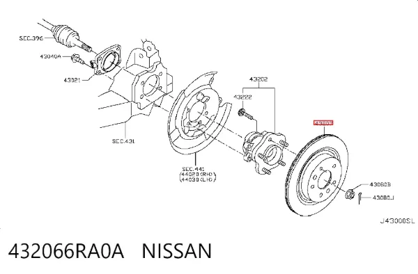 Гальмівні диски 432066RA0A Nissan/Infiniti