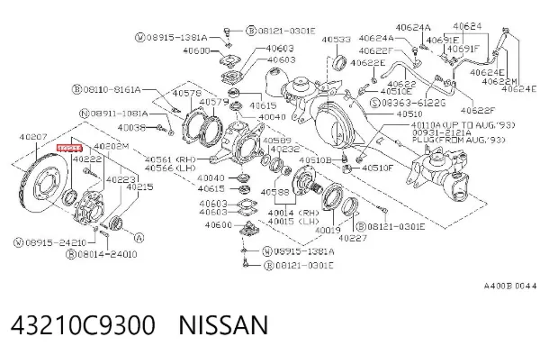 Підшипник маточини передньої, внутрішній 43210C9300 Nissan/Infiniti