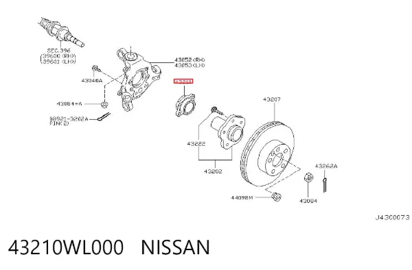 Підшипник задньої ступиці 43210WL000 Nissan/Infiniti