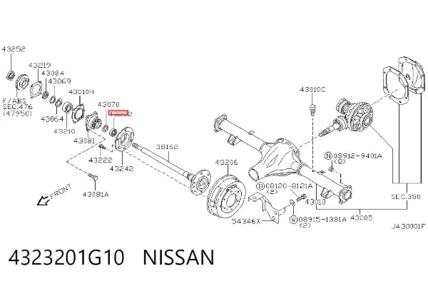 Сальник задньої маточини, зовнішній 4323201G10 Nissan/Infiniti