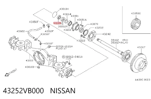 Сальник піввісі заднього моста, внутрішній 43252VB000 Nissan/Infiniti
