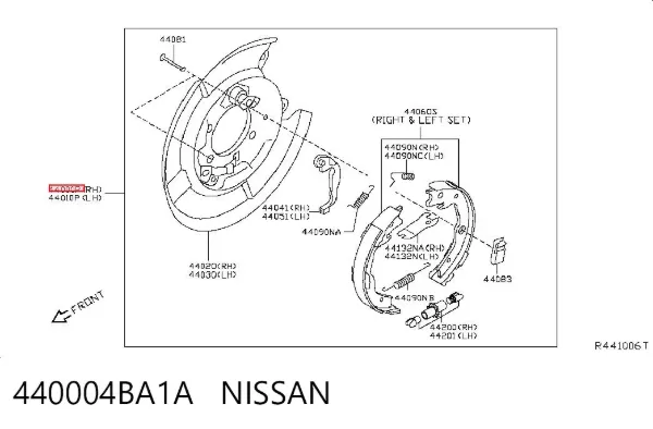 Диск опорний, заднього гальм. барабана, правий 440004BA1A Nissan/Infiniti