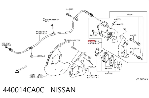Супорт задній правий 440014CA0C Nissan/Infiniti