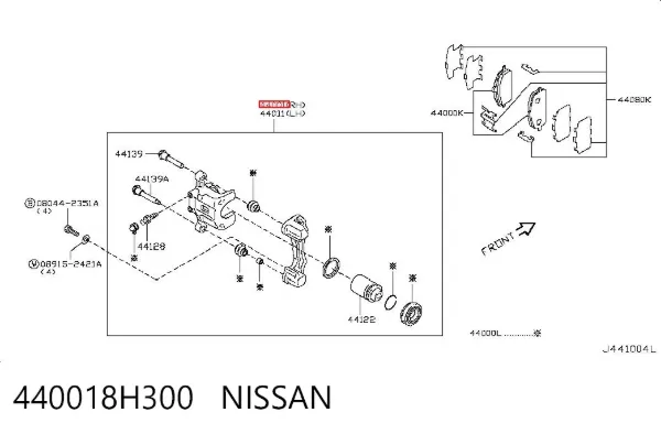 Супорт задній правий 440018H300 Nissan/Infiniti