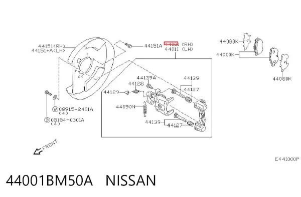 Супорт задній правий 44001BM50A Nissan/Infiniti