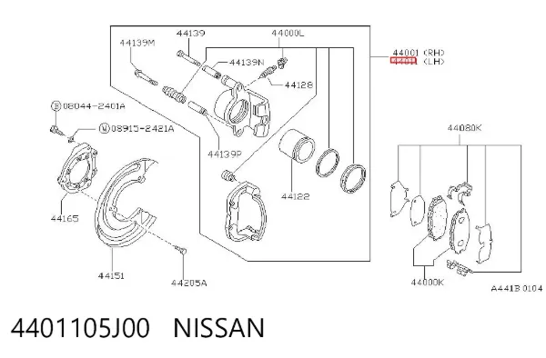 Супорт задній лівий 4401105J00 Nissan/Infiniti