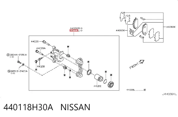 Супорт задній лівий 440118H30A Nissan/Infiniti