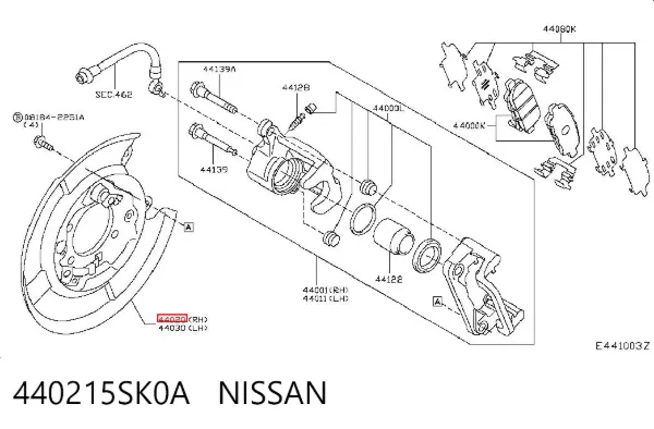 Захист гальмівного диска заднього, правого 440215SK0A Nissan/Infiniti
