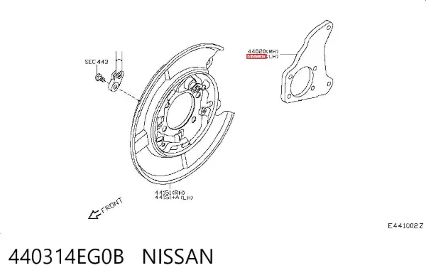 Супорт задній лівий 440314EG0B Nissan/Infiniti