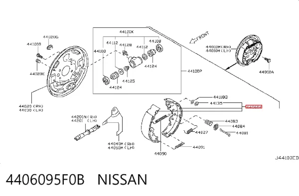 Колодки гальмові задні, барабанні 4406095F0B Nissan/Infiniti