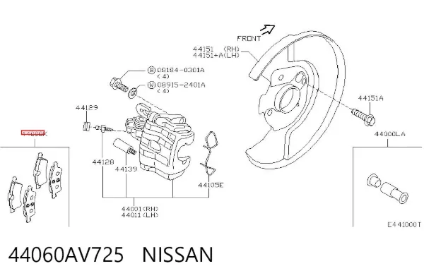 Задні гальмівні колодки 44060AV725 Nissan/Infiniti
