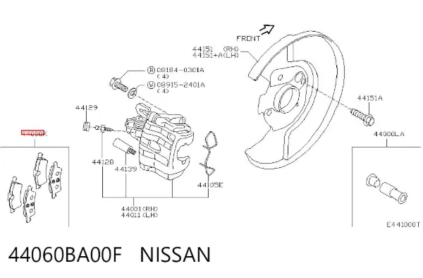 Задні гальмівні колодки 44060BA00F Nissan/Infiniti