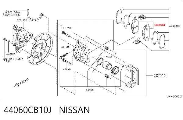 Задні гальмівні колодки 44060CB10J Nissan/Infiniti